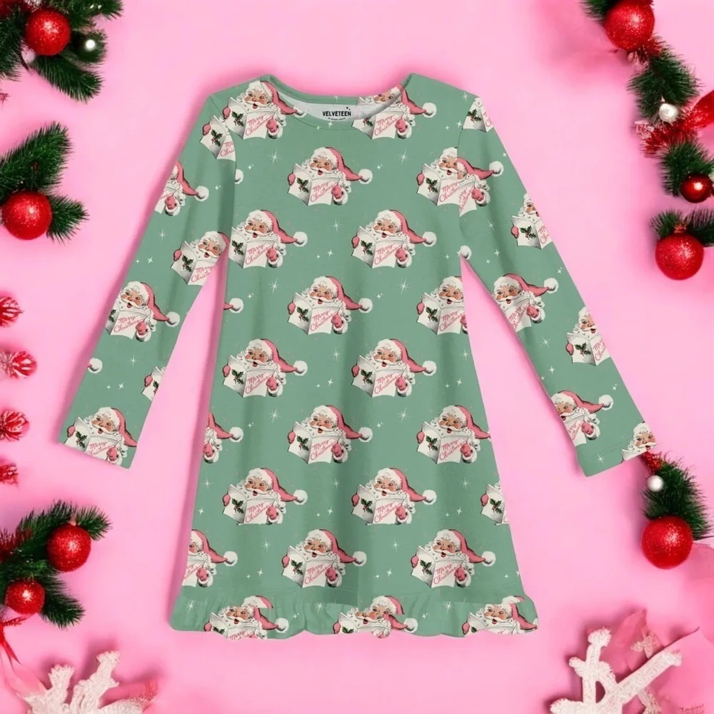 Bunny Knots Velveteen Size 10 Festive Green Kids Pajamas